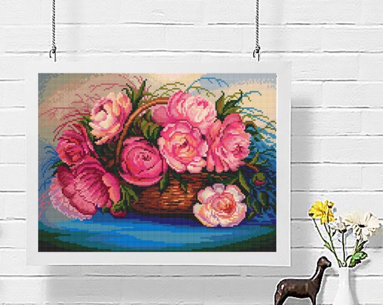 Алмазная вышивка «Роскошные пионы» — картинка 3