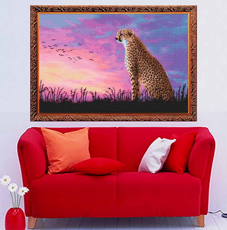 Алмазная вышивка «Леопард на закате» — картинка 3