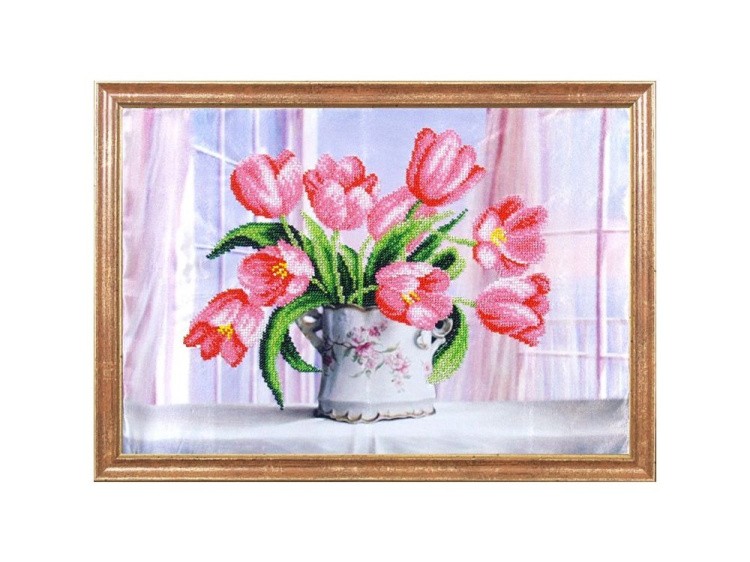 Рисунок на ткани «Розовые тюльпаны»