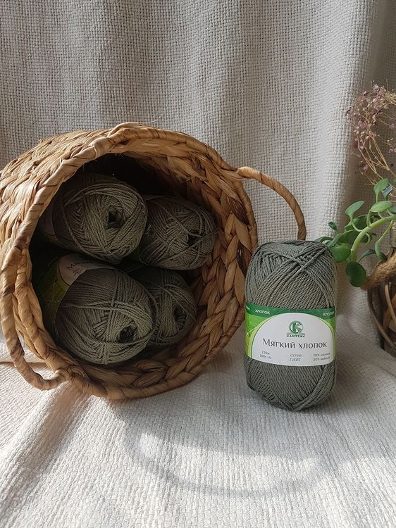 Пряжа Камтекс Мягкий хлопок (042), полынь, 5 шт. по 100 г — картинка 2