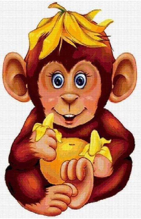 Алмазная вышивка «Обезьянка с бананами» — картинка 2