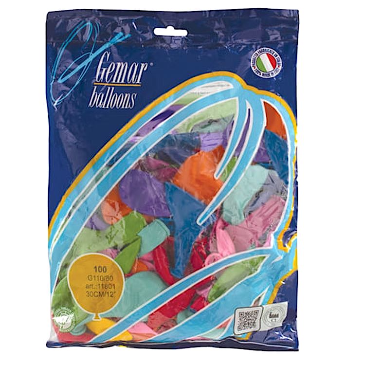 Шары воздушные 12&quot; (30 см), комплект 100 шт., 12 пастельных цветов — картинка 2
