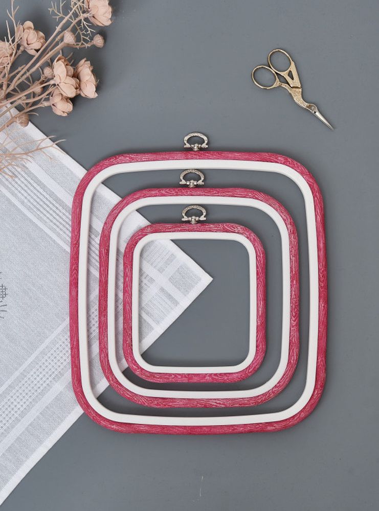 Пяльцы-рамка каучуковые 23х25 см, высота 10 мм, цвет: розовый, Nurge — картинка 3