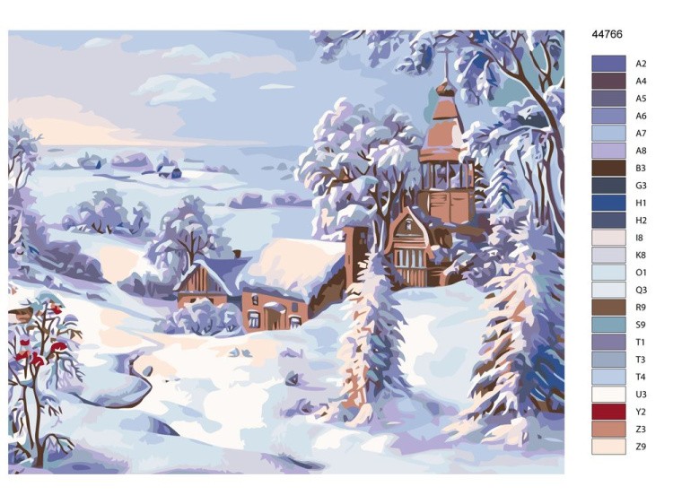 Картина по номерам «Зима в деревне» — картинка 2