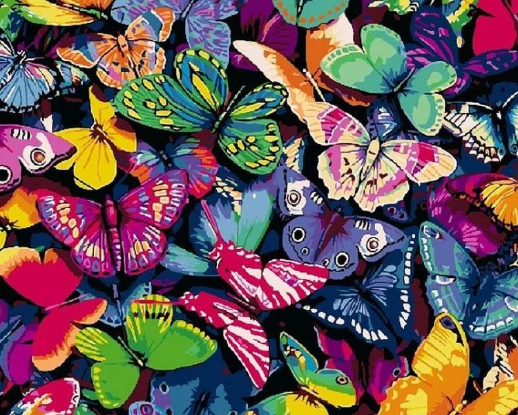 Картина по номерам по дереву RADUGA «Пестрые бабочки»