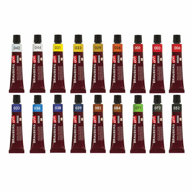 Краски масляные художественные BRAUBERG ART PREMIERE, 18 цв. по 12 мл, проф. серия, в тубах — картинка 2