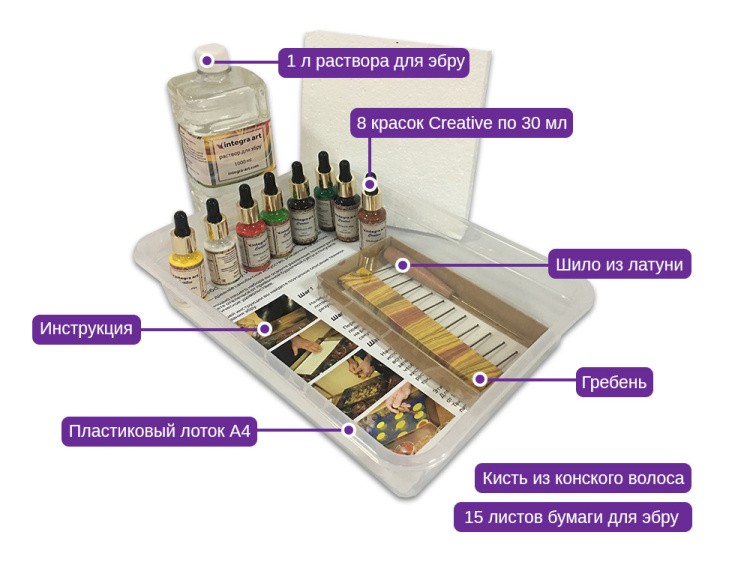 Набор для эбру «Creative» 8 цветов, Integra Art — картинка 3