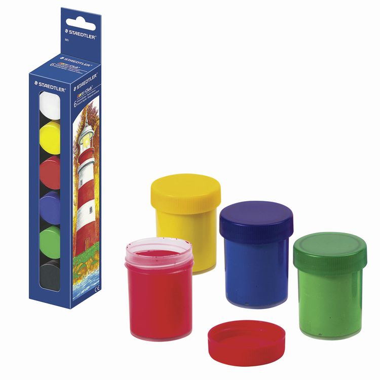 Гуашь STAEDTLER «Noris Club», 6 цв. по 20 мл, без кисти — картинка 2