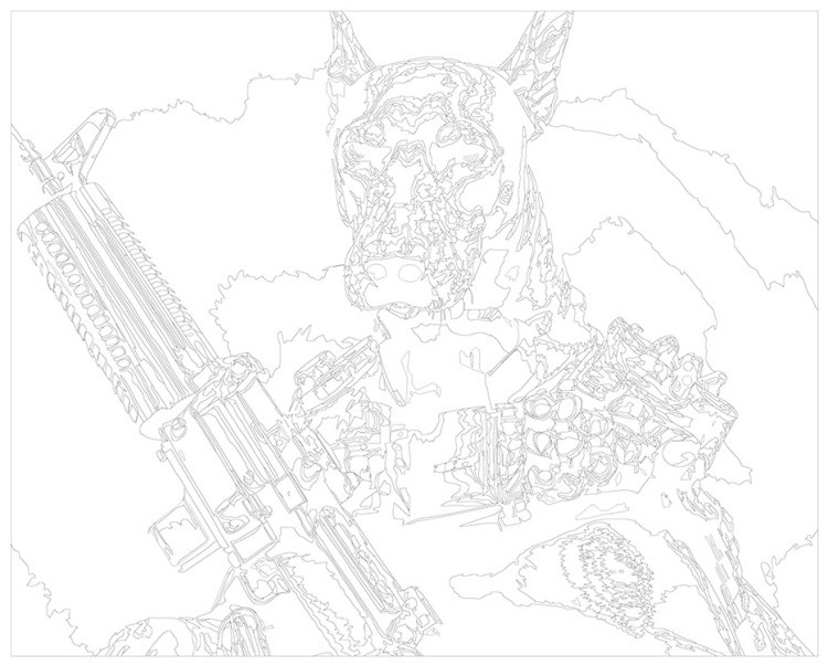 Картина по номерам «Собака доберман с автоматом» — картинка 3