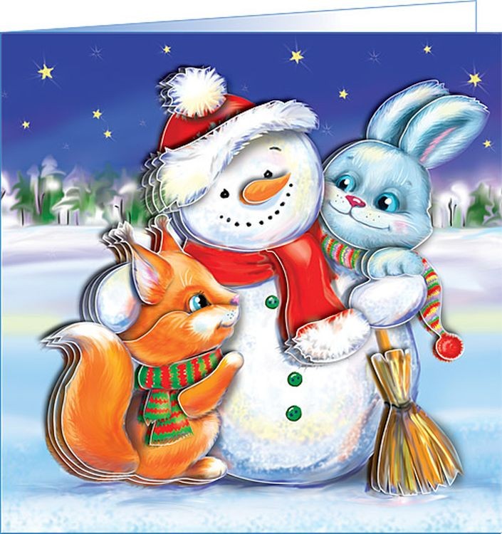 Набор для изготовления открытки «Новогодний снеговик»