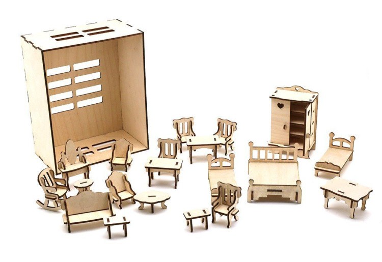 Набор мебели в деревянной коробке — картинка 3