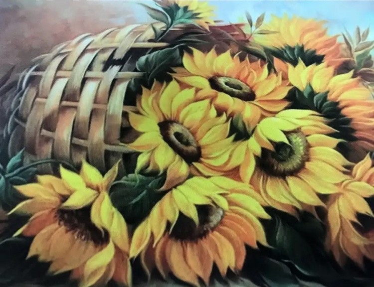 Рисунок на ткани «Корзина подсолнухов» — картинка 5