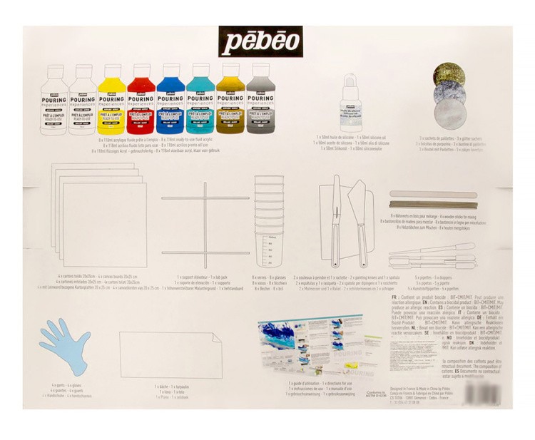 Краски Pebeo подарочный набор акриловых красок для Флюид Арт 8х118 мл — картинка 7