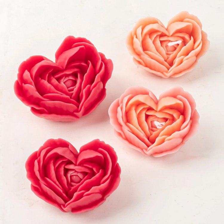 Силиконовый молд - Свеча-сердце роза, 7,5x6см, 1 шт. — картинка 3