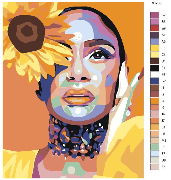 Картина по номерам «Девушка с желтым цветком» — картинка 2