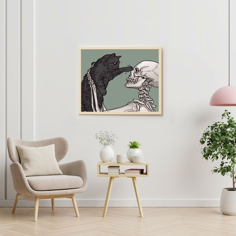 Картина по номерам «Скелет с котиком» — картинка 4