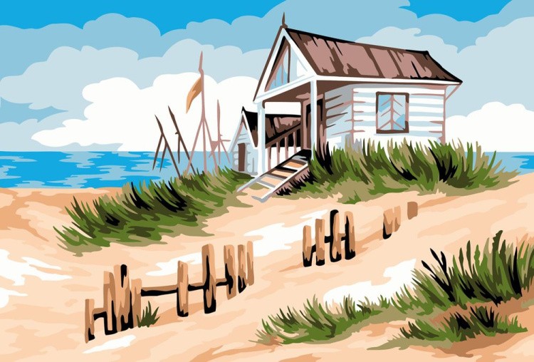 Картина по номерам «Рыбацкий домик»