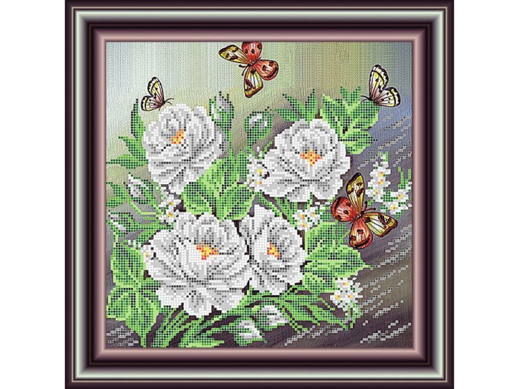 Рисунок на ткани «Белые розы»