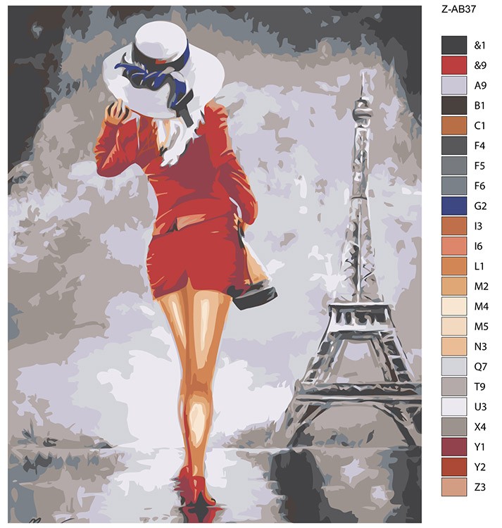 Картина по номерам «Девушка в красном платье» — картинка 2