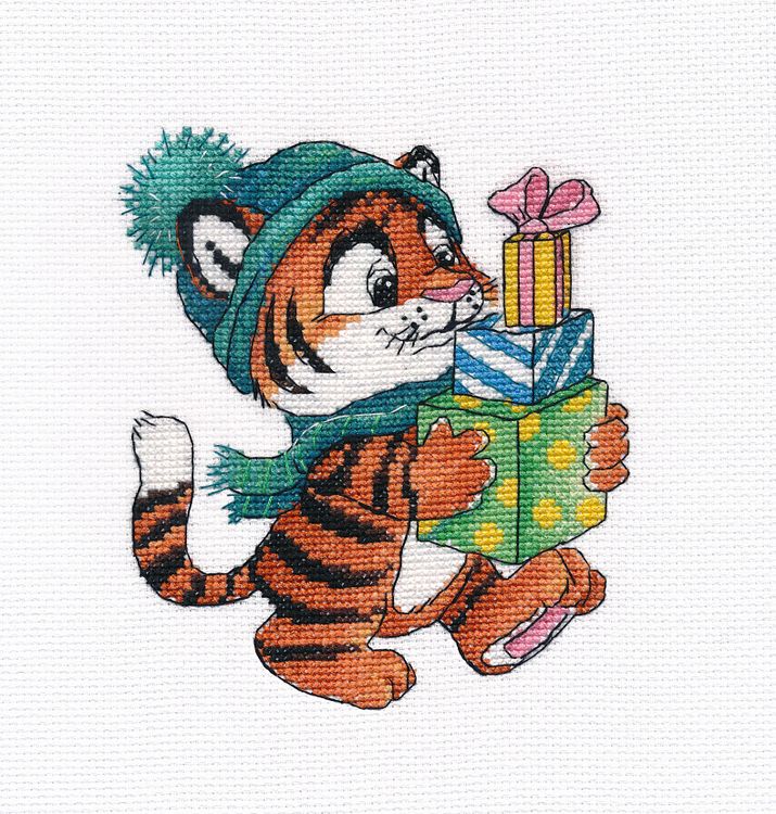 Набор для вышивания «Тигрёнок с подарками»