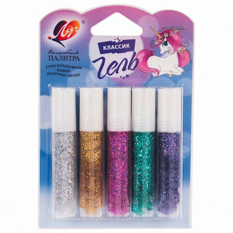 Гели с блестками, 5 цв., в тубах по 5 мл, Луч — картинка 5