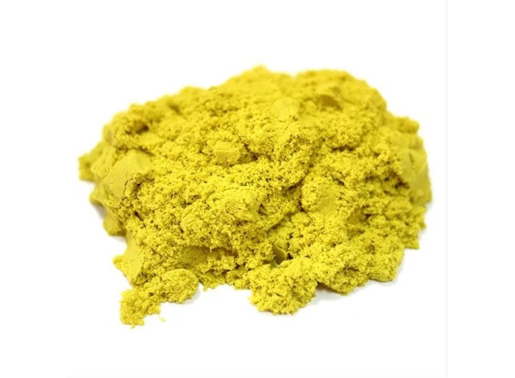 Набор космического песка 6 кг желтого цвета (2х3 кг + деревянная песочница) — картинка 2