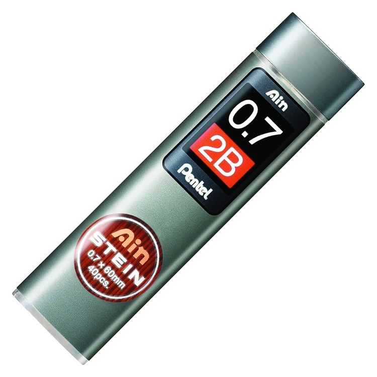 Грифели для карандашей автоматических Ain Stein 0.7 мм 40 грифелей в тубе, 2B, Pentel — картинка 2