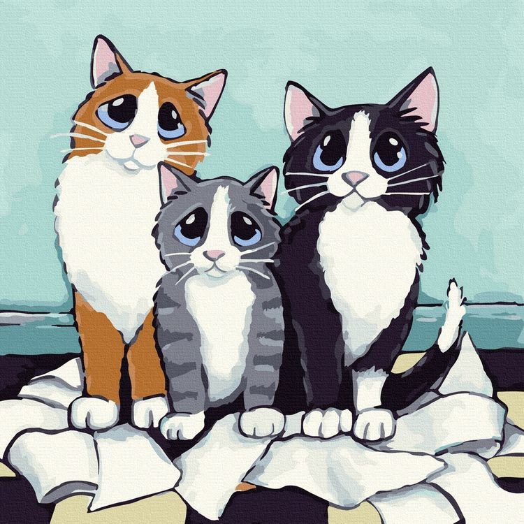 Картина по номерам «Кошачье трио»