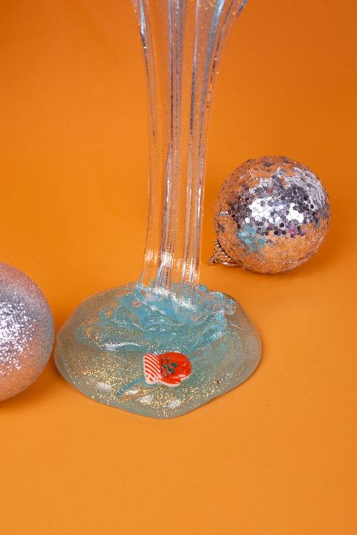 Слайм «Стекло» Баттер Голубой с блестками с варежкой и снежинками, 200 г — картинка 3