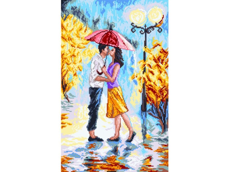Рисунок на канве «Двое под зонтом»