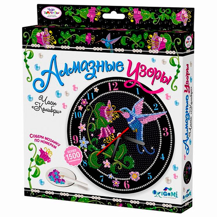 Алмазная вышивка «Часы. Колибри» — картинка 2