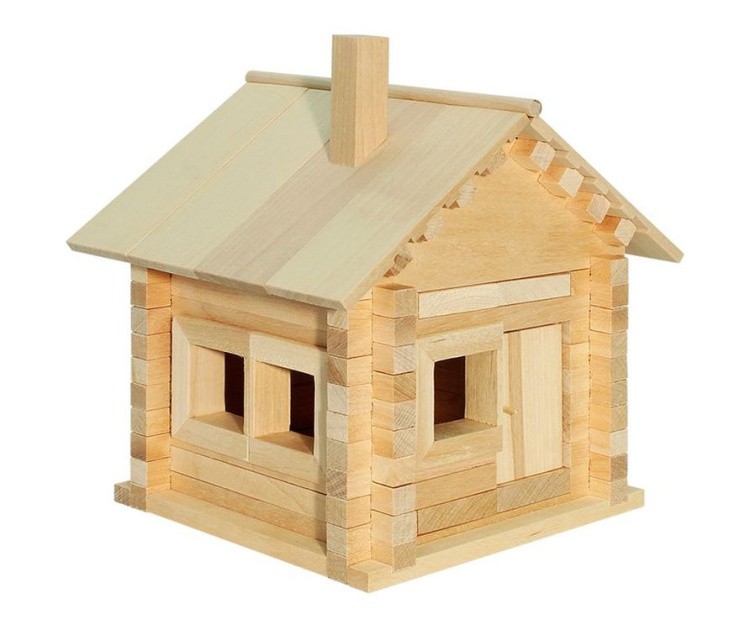 Конструктор из дерева «Избушка три медведя с куклами, мебелью, росписью и электропроводкой» — картинка 3