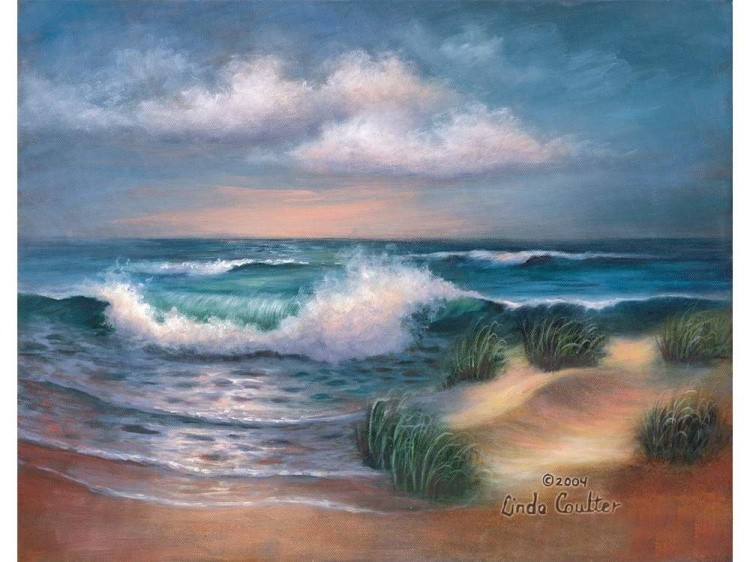 Картина по контурам гризайль «Пляж Хемптон»