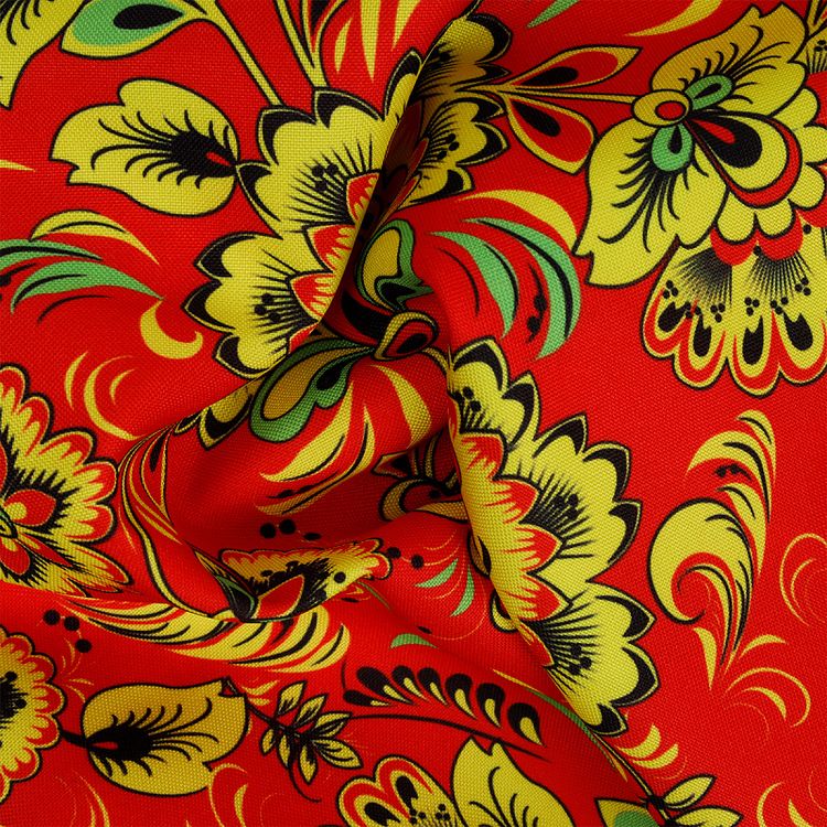 Ткань Габардин, 3 м x 155 см, 140 г/м², цвет: орнамент красный, желтый, IDEAL — картинка 3
