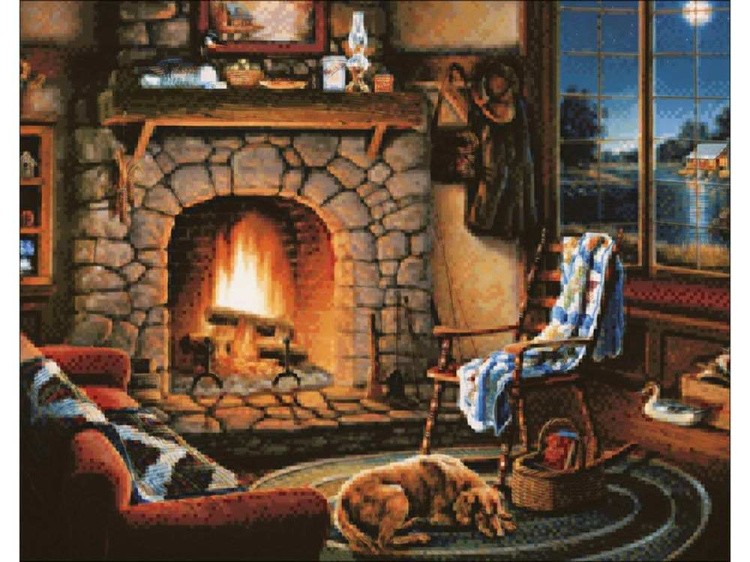 Алмазная вышивка «У камина» — картинка 2