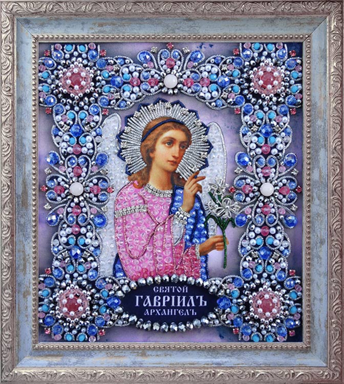 Набор для вышивания хрустальными камнями «Архангел Гавриил» (серебро) — картинка 2