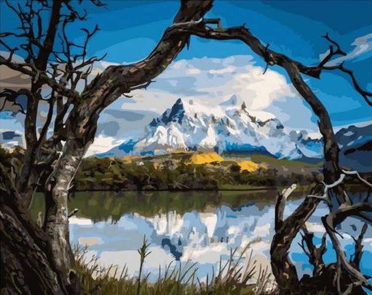 Картина по номерам «Озеро у гор»
