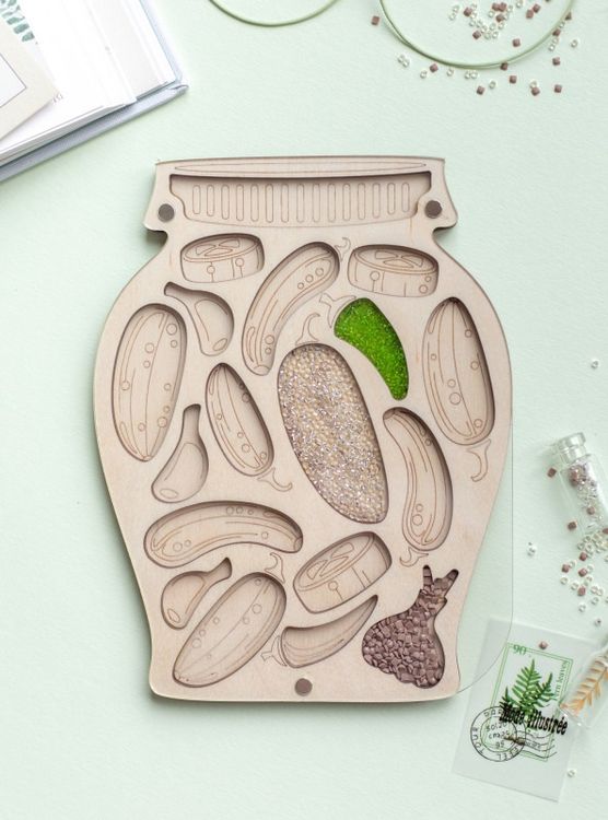 Органайзер для бисера с крышкой «Баночка огурцов» — картинка 2