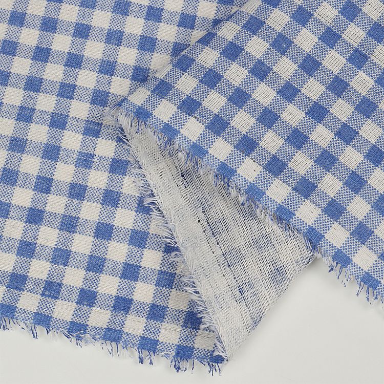 Ткань Лен, 140 г/м², 5 м x 150 см, цвет: голубой, принт клетка, TBY — картинка 6