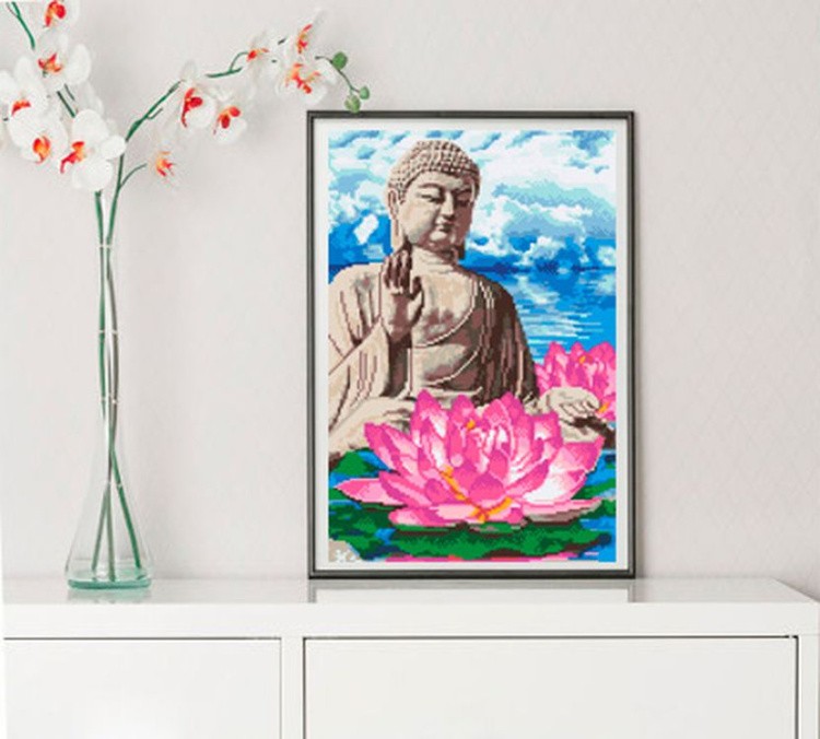 Алмазная вышивка «Будда в лотосах» — картинка 2