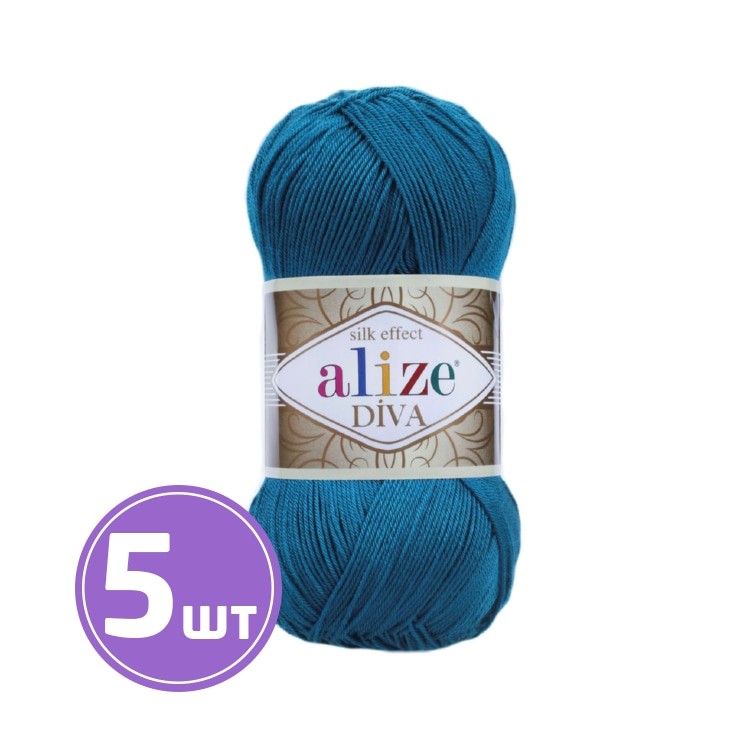 Пряжа ALIZE Diva Silk effekt (646), темно бирюзовый, 5 шт. по 100 г