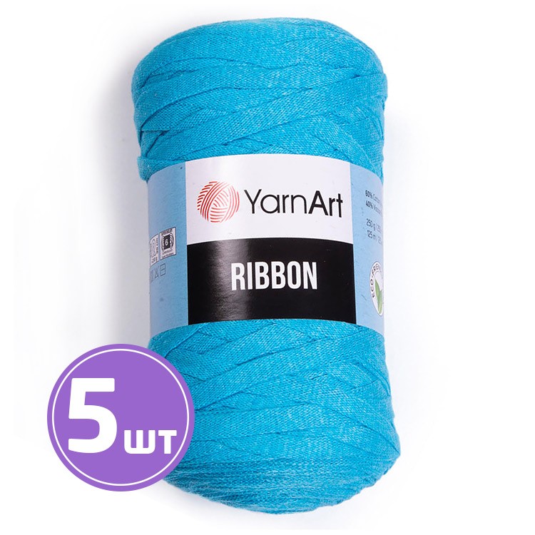 Пряжа YarnArt Ribbon (Риббон) (763), аква, 5 шт. по 250 г