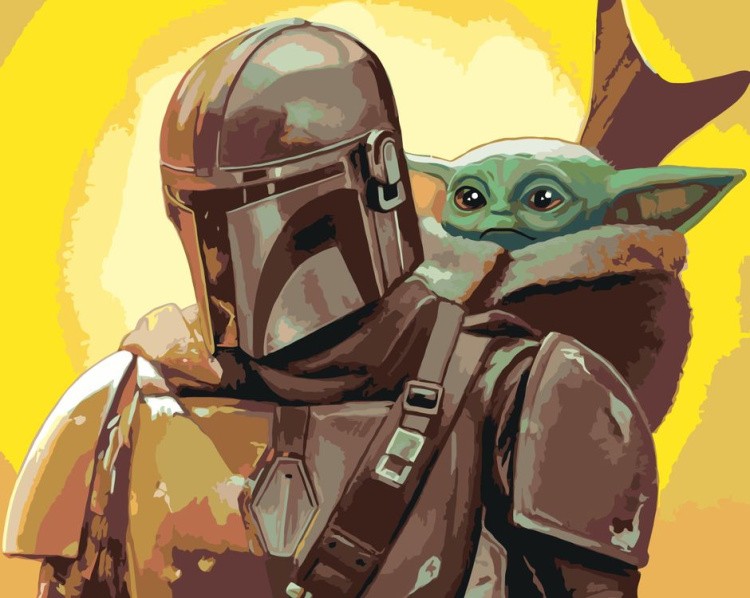 Картина по номерам «Звёздные войны - Мандалорец и Малыш Йода 4»