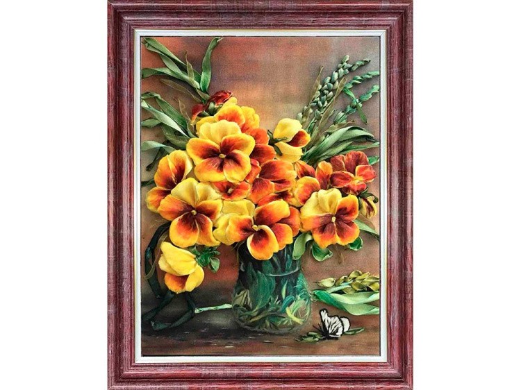 Вышивка лентами «Иван-да-Марья» — картинка 2