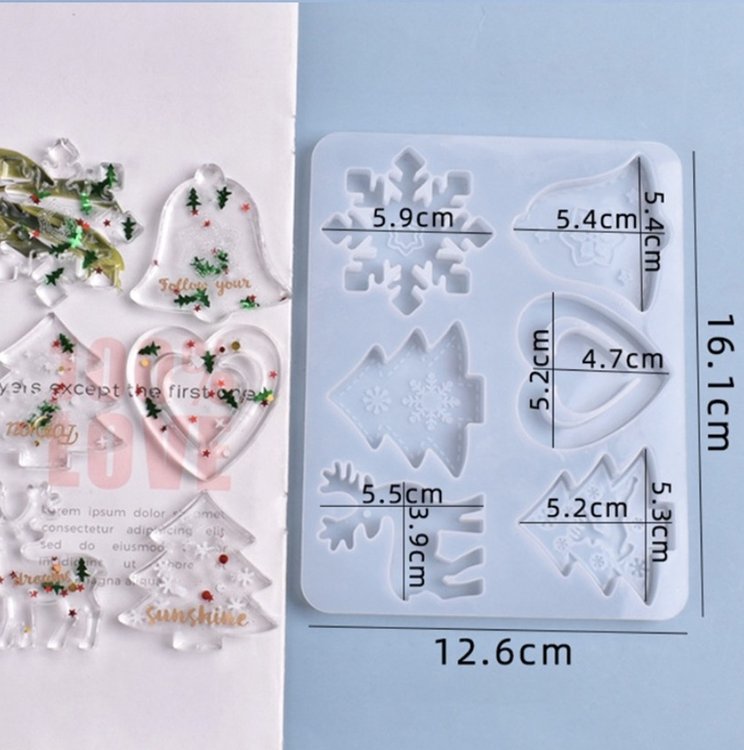 Силиконовый молд - Набор елочных игрушек, 16х12 см — картинка 3