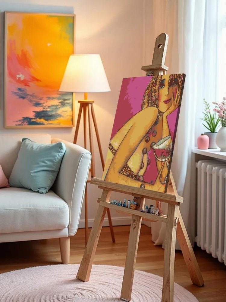 Картина по номерам «Девушка с бокалом вина» — картинка 10