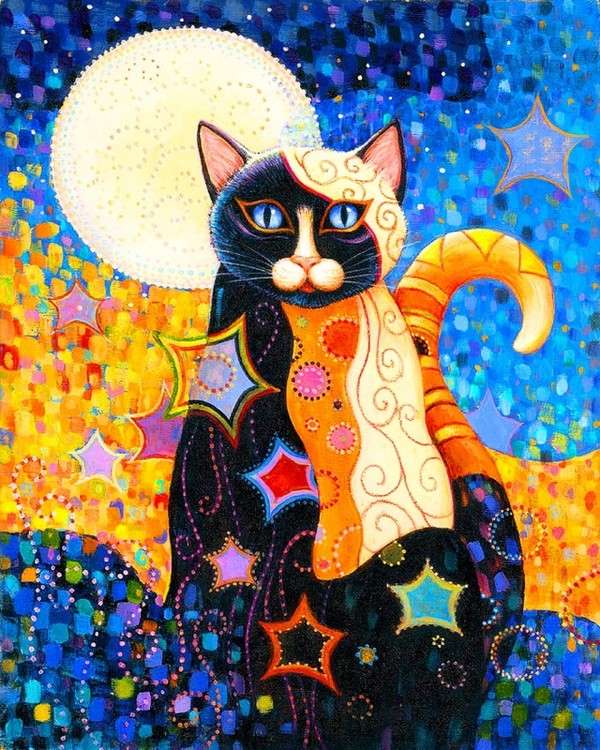 Алмазная картина-раскраска «Звездный кот»