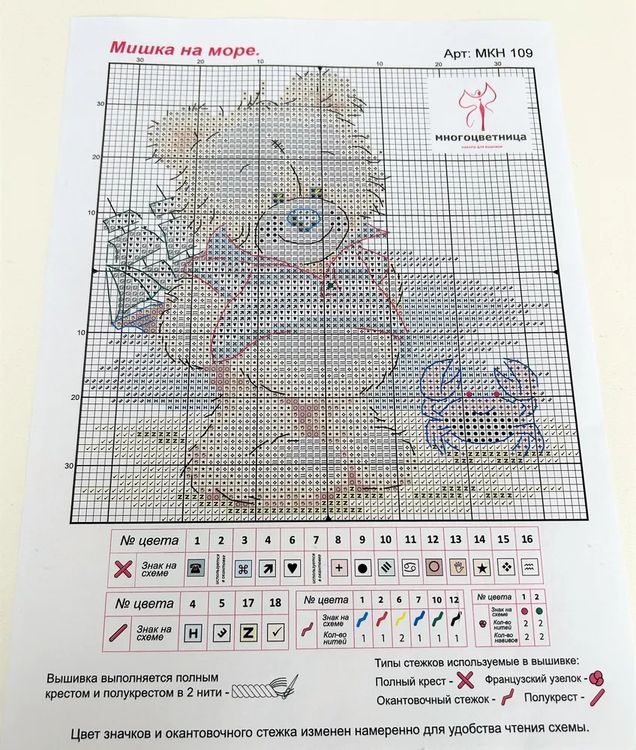 Набор для вышивания «Мишка на море» — картинка 3