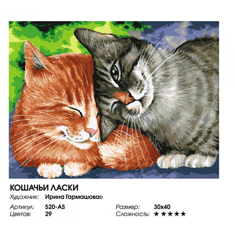 Картина по номерам «Кошачьи ласки» — картинка 2