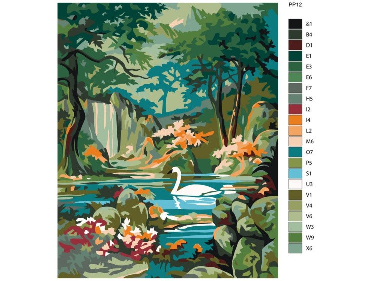 Картина по номерам «Лебедь в горном озере» — картинка 2